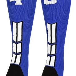 MadSportsStuff Baseball Socks Royal Player ID Custom Number Over The Calf Socks For Softball Baseball Football Boys And Girls