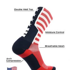 TCK Stars And Stripes Perimeter Crew Socks Basketball Socks
