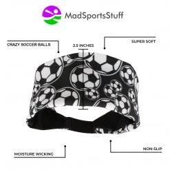 MadSportsStuff Crazy Soccer Headband With Soccer Ball Logos Headbands