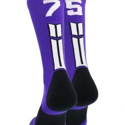 MadSportsStuff Purple Player ID Custom Number Crew Socks For Basketball Lacrosse Volleyball Boys And Girls Volleyball Socks