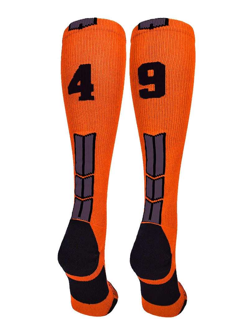 MadSportsStuff Softball Socks Orange And Black Player ID Custom Number Over The Calf Socks For Softball Baseball Football Boys And Girls 56 MadSportsStuff Softball Socks Orange And Black Player ID Custom Number Over The Calf Socks For Softball Baseball Football Boys And Girls