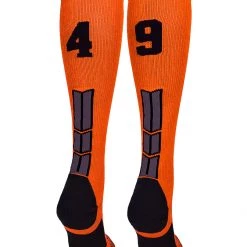 MadSportsStuff Softball Socks Orange And Black Player ID Custom Number Over The Calf Socks For Softball Baseball Football Boys And Girls 161 MadSportsStuff Softball Socks Orange And Black Player ID Custom Number Over The Calf Socks For Softball Baseball Football Boys And Girls