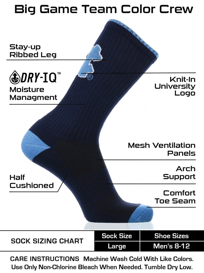 TCK North Carolina Tar Heels Socks Campus Legend Crew Length 3 TCK North Carolina Tar Heels Socks Campus Legend Crew Length