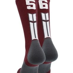 MadSportsStuff Maroon Player ID Custom Number Crew Socks For Basketball Lacrosse Volleyball Boys And Girls
