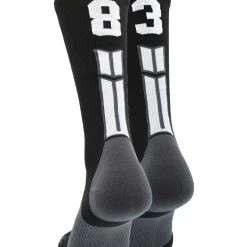 MadSportsStuff Black Player ID Custom Number Crew Socks For Basketball Lacrosse Volleyball Boys And Girls Volleyball Socks