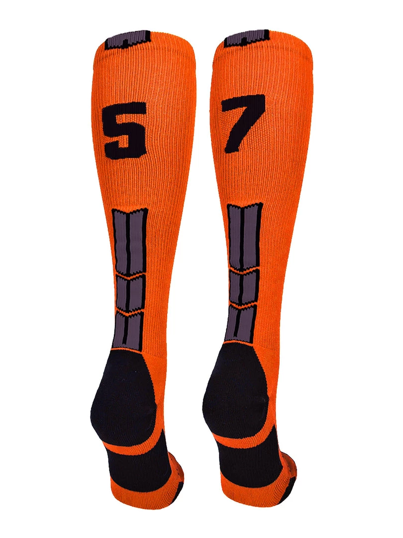 MadSportsStuff Softball Socks Orange And Black Player ID Custom Number Over The Calf Socks For Softball Baseball Football Boys And Girls 23 MadSportsStuff Softball Socks Orange And Black Player ID Custom Number Over The Calf Socks For Softball Baseball Football Boys And Girls