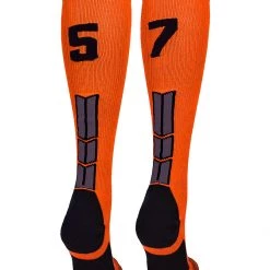 MadSportsStuff Orange And Black Player ID Custom Number Over The Calf Socks For Softball Baseball Football Boys And Girls 128 MadSportsStuff Orange And Black Player ID Custom Number Over The Calf Socks For Softball Baseball Football Boys And Girls