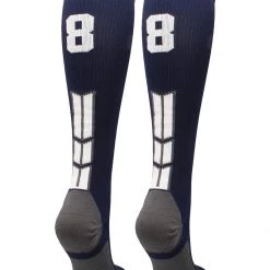 MadSportsStuff Navy Player ID Custom Number Over The Calf Socks For Softball Baseball Football Boys And Girls Softball Socks