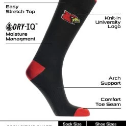 TCK Louisville Cardinals Dress Socks Dean's List Crew Length Socks