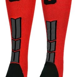 MadSportsStuff Red And Black Player ID Custom Number Over The Calf Socks For Softball Baseball Football Boys And Girls Baseball Socks 122 MadSportsStuff Red And Black Player ID Custom Number Over The Calf Socks For Softball Baseball Football Boys And Girls Baseball Socks
