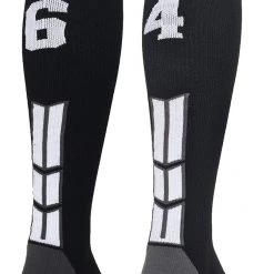 MadSportsStuff Black Player ID Custom Number Over The Calf Socks For Softball Baseball Football Boys And Girls