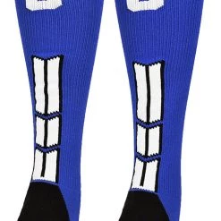 MadSportsStuff Royal Player ID Custom Number Over The Calf Socks For Softball Baseball Football Boys And Girls