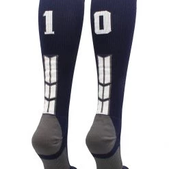 MadSportsStuff Navy Player ID Custom Number Over The Calf Socks For Softball Baseball Football Boys And Girls Softball Socks