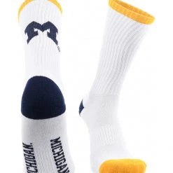 TCK Michigan Wolverines Socks Basic Crew White Socks