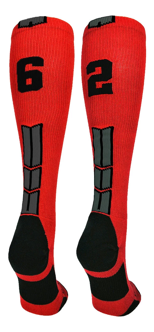 MadSportsStuff Red And Black Player ID Custom Number Over The Calf Socks For Softball Baseball Football Boys And Girls Baseball Socks 18 MadSportsStuff Red And Black Player ID Custom Number Over The Calf Socks For Softball Baseball Football Boys And Girls Baseball Socks