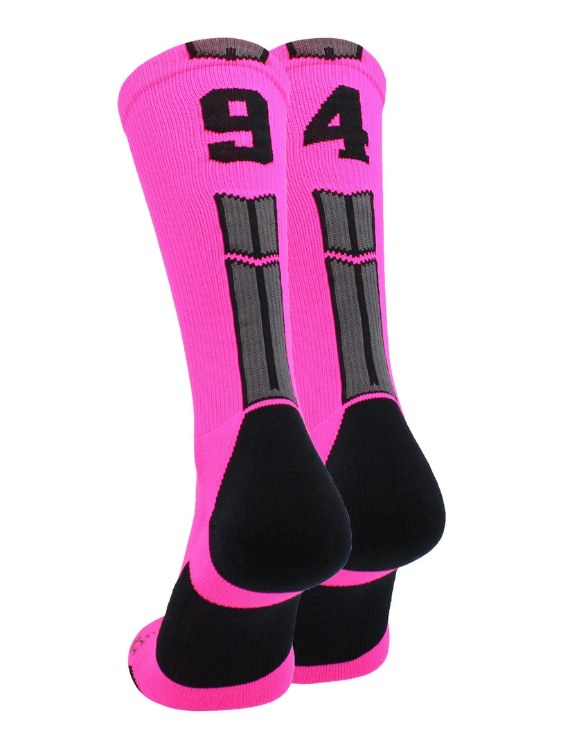 MadSportsStuff Neon Pink And Black Player ID Custom Number Crew Socks For Basketball Lacrosse Volleyball Boys And Girls 35 MadSportsStuff Neon Pink And Black Player ID Custom Number Crew Socks For Basketball Lacrosse Volleyball Boys And Girls