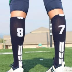 MadSportsStuff Navy Player ID Custom Number Over The Calf Socks For Softball Baseball Football Boys And Girls Softball Socks
