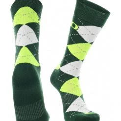 TCK All Schools Oregon Ducks Argyle Dress Socks NCAA Fanwear Crew Length