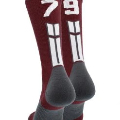 MadSportsStuff Maroon Player ID Custom Number Crew Socks For Basketball Lacrosse Volleyball Boys And Girls