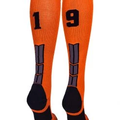 MadSportsStuff Orange And Black Player ID Custom Number Over The Calf Socks For Softball Baseball Football Boys And Girls 165 MadSportsStuff Orange And Black Player ID Custom Number Over The Calf Socks For Softball Baseball Football Boys And Girls