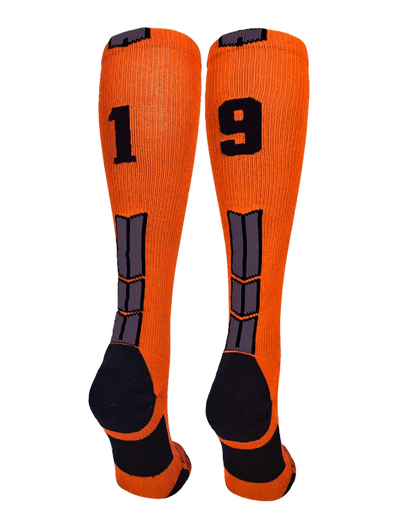MadSportsStuff Softball Socks Orange And Black Player ID Custom Number Over The Calf Socks For Softball Baseball Football Boys And Girls 60 MadSportsStuff Softball Socks Orange And Black Player ID Custom Number Over The Calf Socks For Softball Baseball Football Boys And Girls