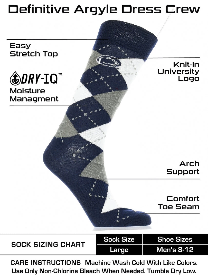 TCK All Schools Penn State Nittany Lions Argyle Dress Socks NCAA Fanwear Crew Length 3 TCK All Schools Penn State Nittany Lions Argyle Dress Socks NCAA Fanwear Crew Length