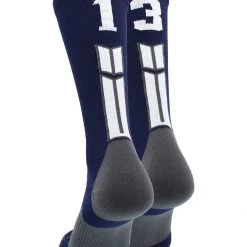 MadSportsStuff Navy Player ID Custom Number Crew Socks For Basketball Lacrosse Volleyball Boys And Girls