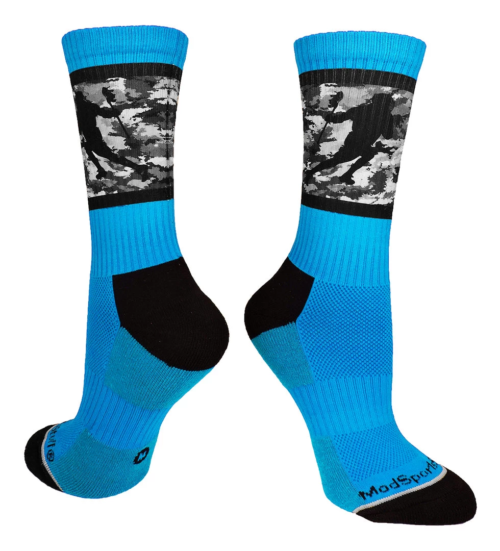 MadSportsStuff Lacrosse Socks With Player On Camo Background Crew Socks (multiple Colors) 6 MadSportsStuff Lacrosse Socks With Player On Camo Background Crew Socks (multiple Colors)