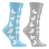 WHD Bunny Socks For Women With Fuzzy Bunnies - Rabbit Lovers Easter Gift - 2-Pack Crazy Socks - Crew