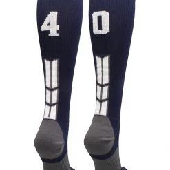 MadSportsStuff Navy Player ID Custom Number Over The Calf Socks For Softball Baseball Football Boys And Girls Softball Socks