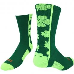 TCK Shamrock Lucky Clover Socks Crew Length Basketball Socks