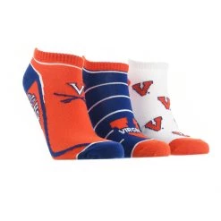 TCK Virginia Cavaliers No Show Socks Full Field 3 Pack