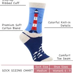 WHD Crazy Socks - Crew Lighthouse Socks For Women For Ocean Lovers 6 WHD Crazy Socks - Crew Lighthouse Socks For Women For Ocean Lovers