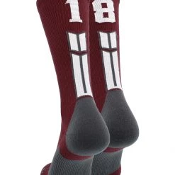MadSportsStuff Maroon Player ID Custom Number Crew Socks For Basketball Lacrosse Volleyball Boys And Girls Volleyball Socks