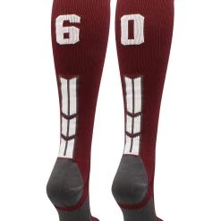 MadSportsStuff Maroon Player ID Custom Number Over The Calf Socks For Softball Baseball Football Boys And Girls Softball Socks