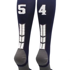 MadSportsStuff Navy Player ID Custom Number Over The Calf Socks For Softball Baseball Football Boys And Girls Softball Socks