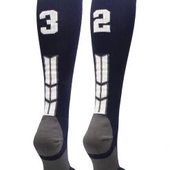MadSportsStuff Navy Player ID Custom Number Over The Calf Socks For Softball Baseball Football Boys And Girls Softball Socks