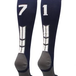 MadSportsStuff Navy Player ID Custom Number Over The Calf Socks For Softball Baseball Football Boys And Girls Softball Socks