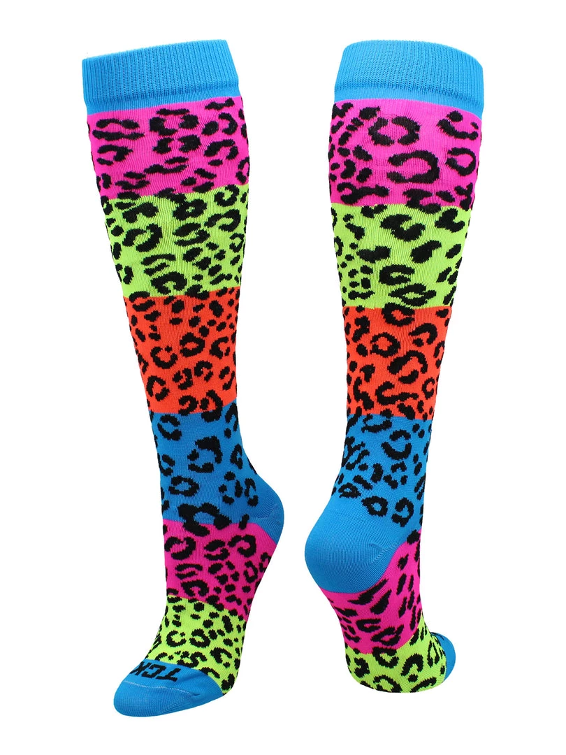 TCK Neon Rainbow Fun Print OTC Socks Softball Socks 5 TCK Neon Rainbow Fun Print OTC Socks Softball Socks