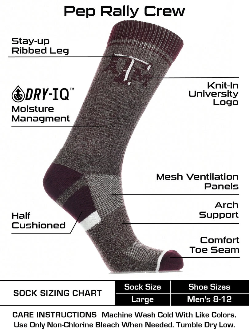 TCK Texas A&M Aggies Socks Victory Parade Crew Length All Schools 3 TCK Texas A&M Aggies Socks Victory Parade Crew Length All Schools