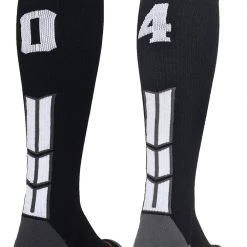MadSportsStuff Black Player ID Custom Number Over The Calf Socks For Softball Baseball Football Boys And Girls