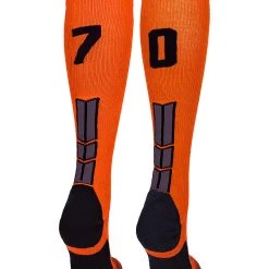 MadSportsStuff Softball Socks Orange And Black Player ID Custom Number Over The Calf Socks For Softball Baseball Football Boys And Girls 115 MadSportsStuff Softball Socks Orange And Black Player ID Custom Number Over The Calf Socks For Softball Baseball Football Boys And Girls