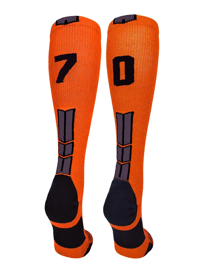 MadSportsStuff Orange And Black Player ID Custom Number Over The Calf Socks For Softball Baseball Football Boys And Girls 10 MadSportsStuff Orange And Black Player ID Custom Number Over The Calf Socks For Softball Baseball Football Boys And Girls
