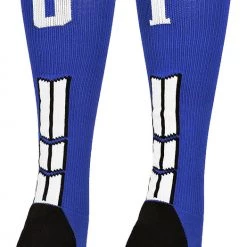 MadSportsStuff Baseball Socks Royal Player ID Custom Number Over The Calf Socks For Softball Baseball Football Boys And Girls