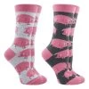 WHD Crazy Socks - Crew Pig Socks For Women - Pig Lovers Gift - 2-Pack