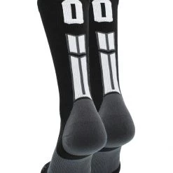 MadSportsStuff Black Player ID Custom Number Crew Socks For Basketball Lacrosse Volleyball Boys And Girls Volleyball Socks