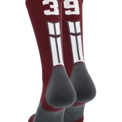 MadSportsStuff Maroon Player ID Custom Number Crew Socks For Basketball Lacrosse Volleyball Boys And Girls Volleyball Socks