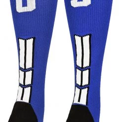 MadSportsStuff Royal Player ID Custom Number Over The Calf Socks For Softball Baseball Football Boys And Girls