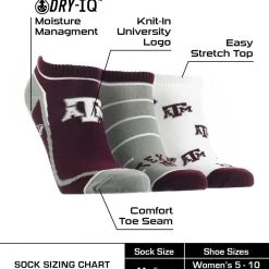 TCK Texas A&M Aggies No Show Socks Full Field 3 Pack