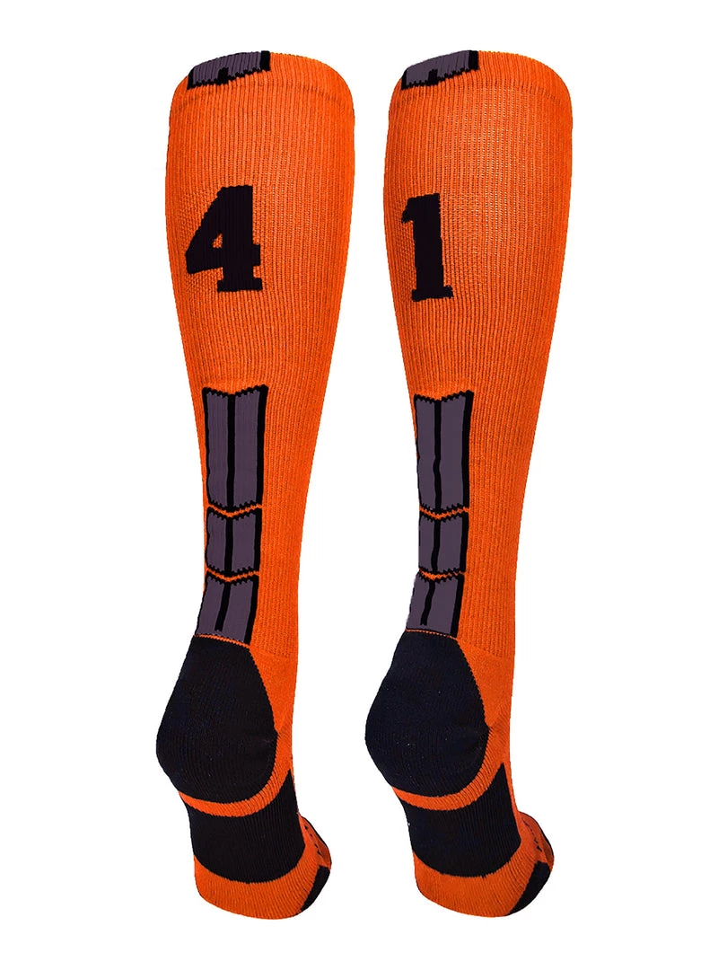 MadSportsStuff Softball Socks Orange And Black Player ID Custom Number Over The Calf Socks For Softball Baseball Football Boys And Girls 89 MadSportsStuff Softball Socks Orange And Black Player ID Custom Number Over The Calf Socks For Softball Baseball Football Boys And Girls